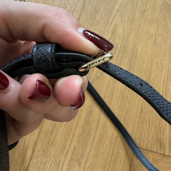 Coach Purse Strap - Adjustable - Navy Saffiano Leather & Gold Hardware - Picture 4 of 5
